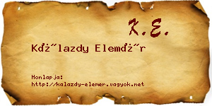 Kálazdy Elemér névjegykártya